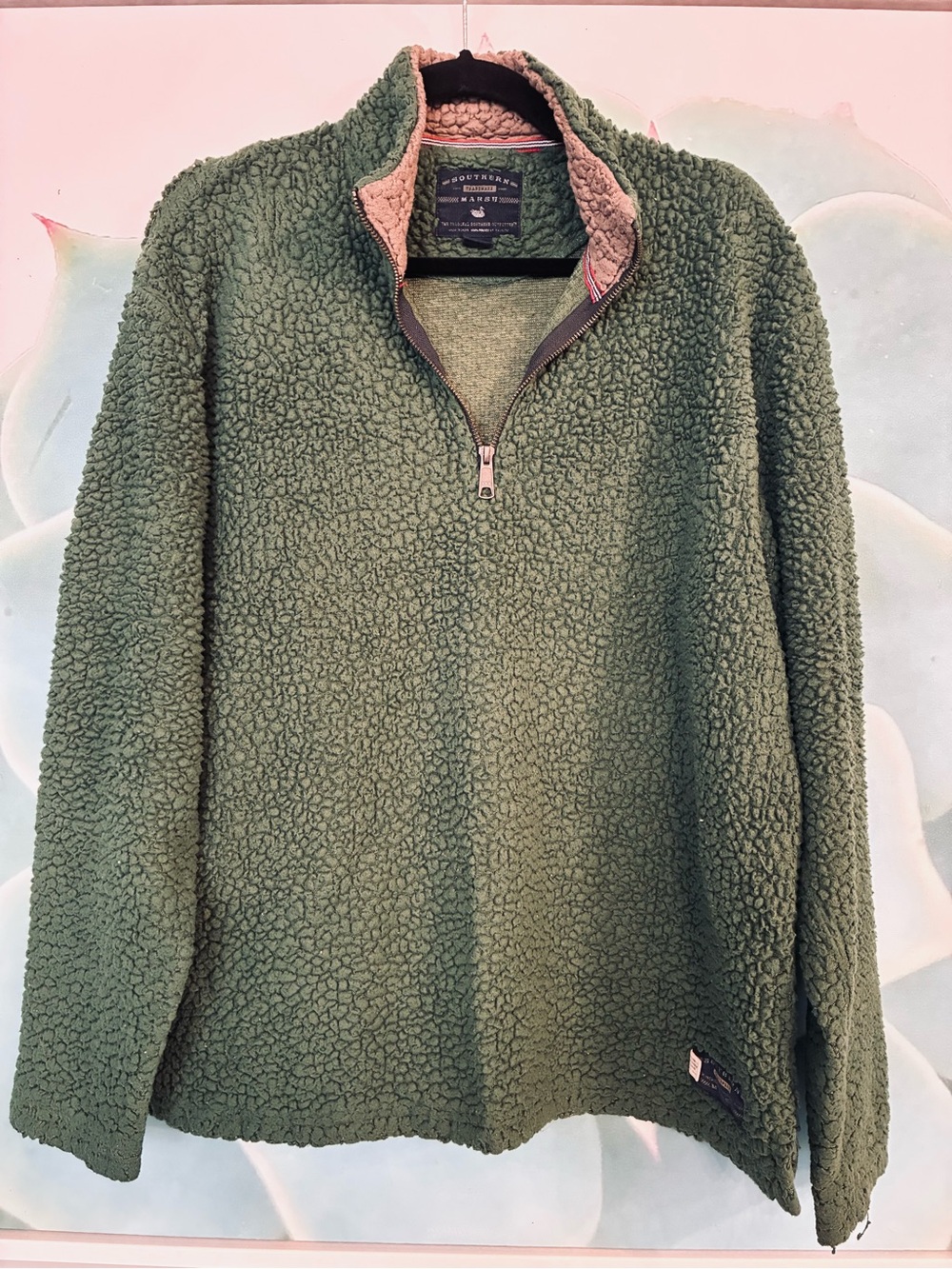 Southern Marsh Green Sherpa Quarter-Zip Pullover